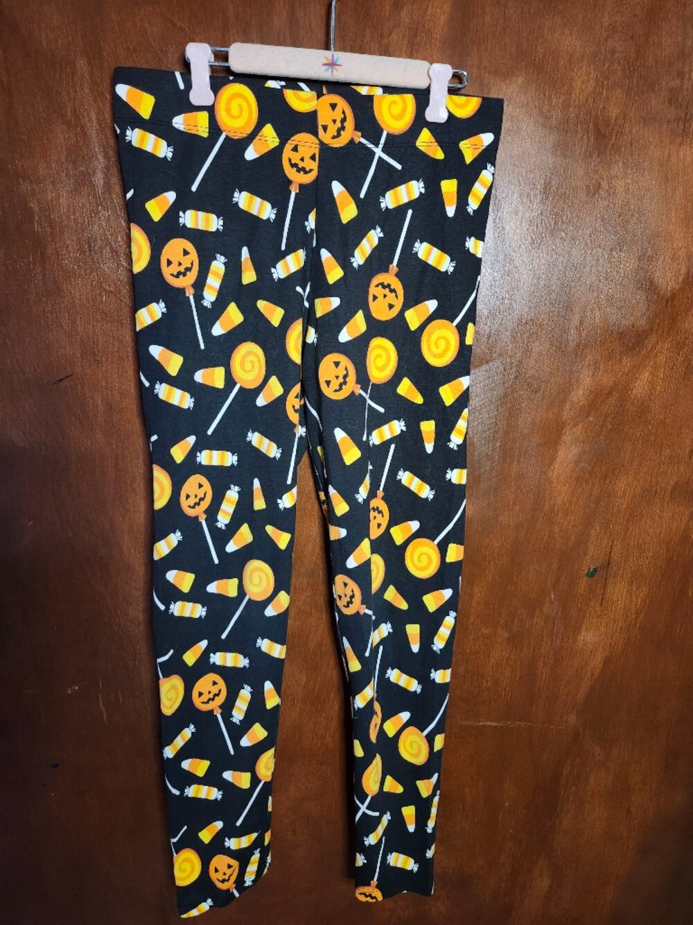 Girls Leggings Halloween Candy Corn, Pumpkin Sucker, Legging Size M 7/8